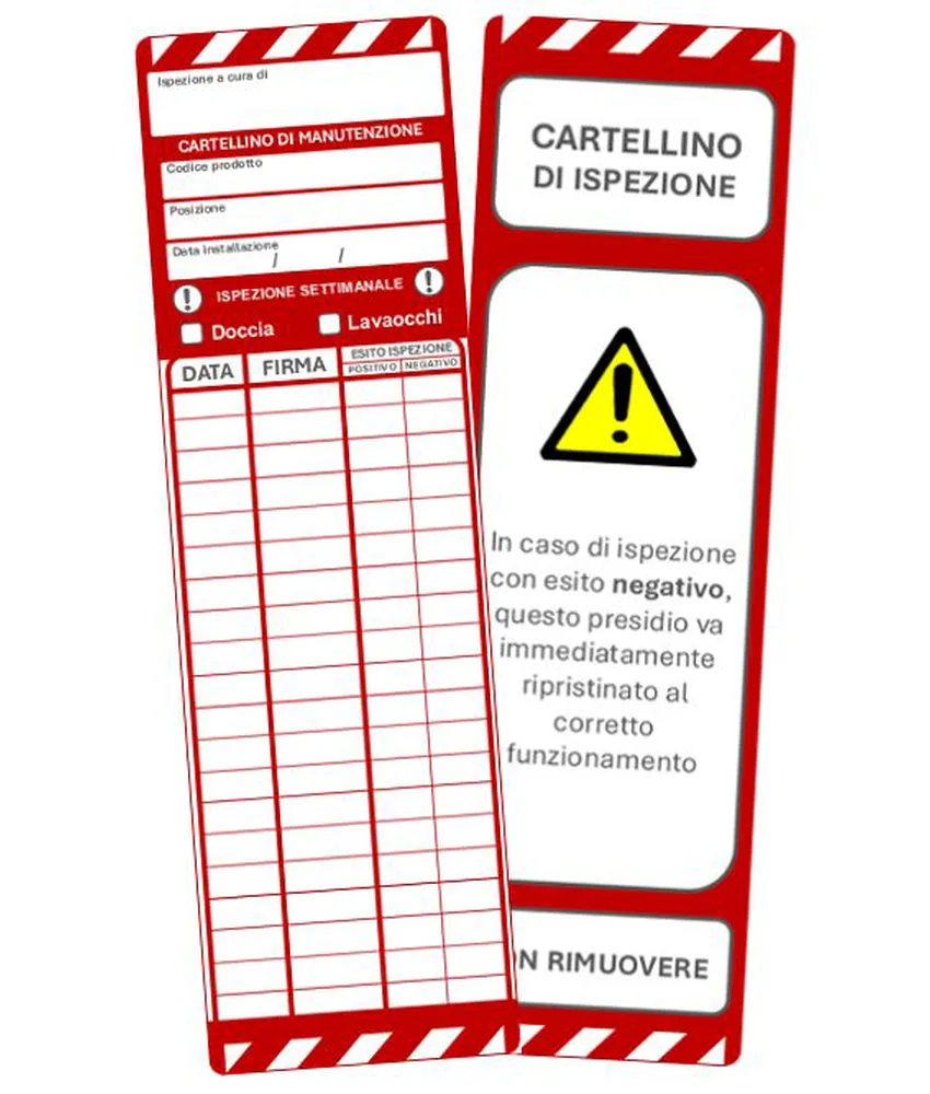 10 cartellini ispezione per docce e lavaocchi Safemax, Per ispezioni periodiche