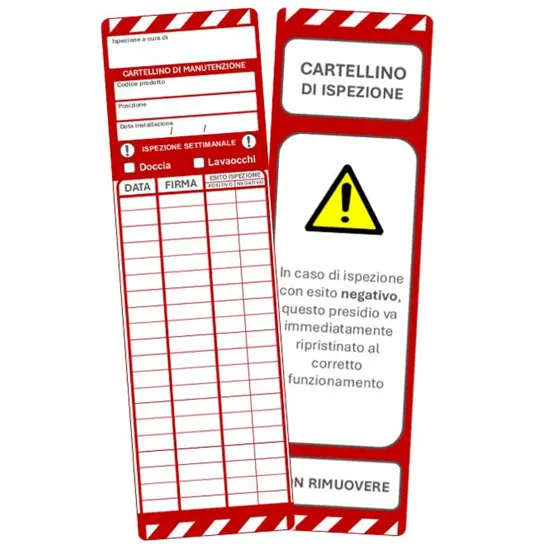 cartellini ispezione per docce e lavaocchi Safemax