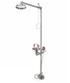 Doccia con lavaocchi di emergenza in acciaio INOX Safemax azionamento con leva, pedale e tirante
