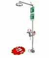 Doccia con lavaocchi di emergenza in acciaio INOX Safemax azionamento con leva, pedale e tirante