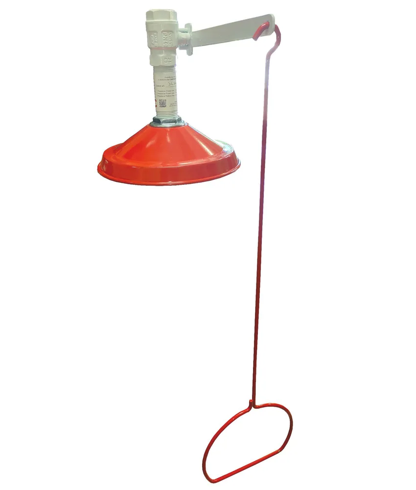 Doccia di emergenza a soffitto Safemax, montaggio verticale su soffitto - azionamento a tirante