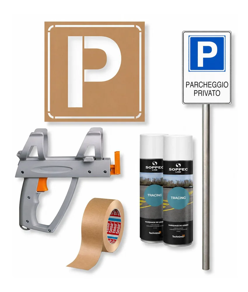 Kit per parcheggio Safemax, per parcheggi aziendali e privati - con tutti gli elementi necessari per realizzare una zona parcheggio