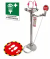 Lavaocchi di emergenza a maniglia e pedana in acciaio INOX Safemax