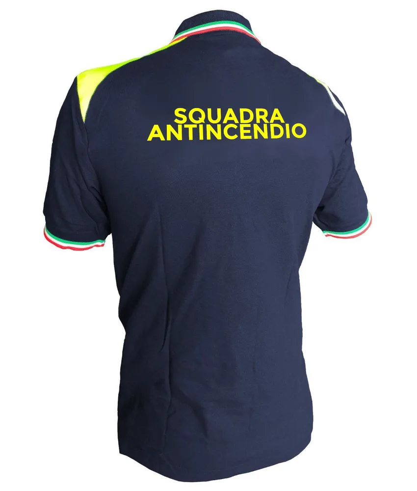 Polo in cotone Safemax con scritta Squadra antincendio in OFF, 100% cotone 190 gr/mq - maniche corte - velcro al petto per logo e nome