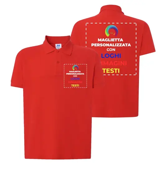 Polo personalizzata con stampa lato cuore e schiena