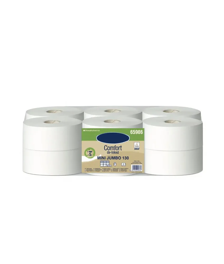 12 rotoli di carta igienica Mini Jumbo 130m, 2 veli - Made in Italy - Ø180mm