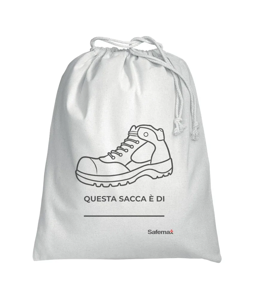 Sacca traspirante Safemax in cotone 100%, dimensioni cm 40x50 - personalizzata per il trasporto di scarpe, elmetti o neutra