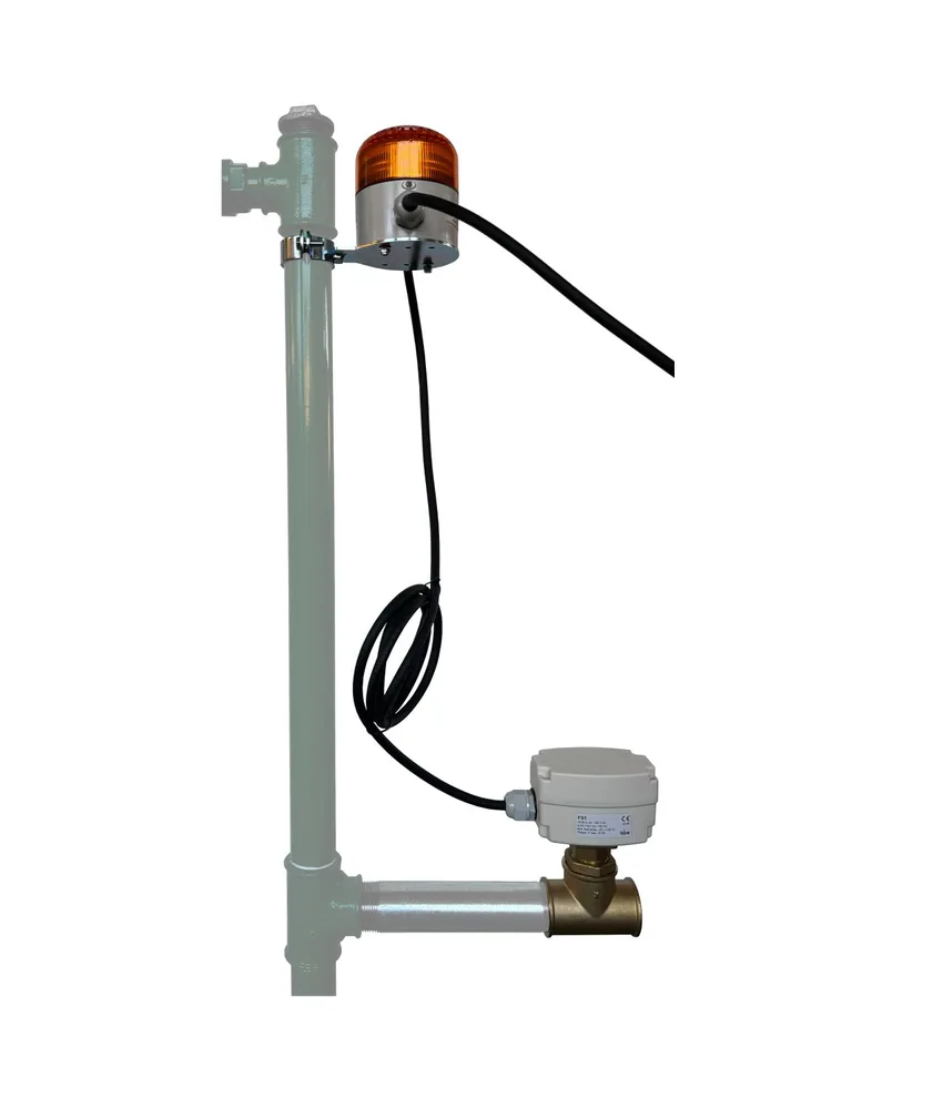 Sistema di allarme con flussostato per docce di emergenza Safemax, con lampeggiante e sirena elettronica - luce LED multifunzione