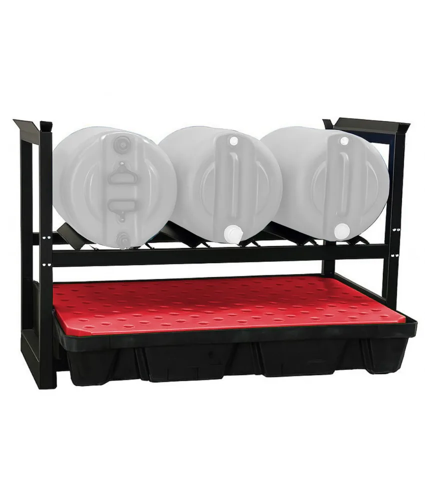 Stazione di travaso per prodotti chimici Safemax, 1300x600x950 mm - acciaio verniciato anticorrisione