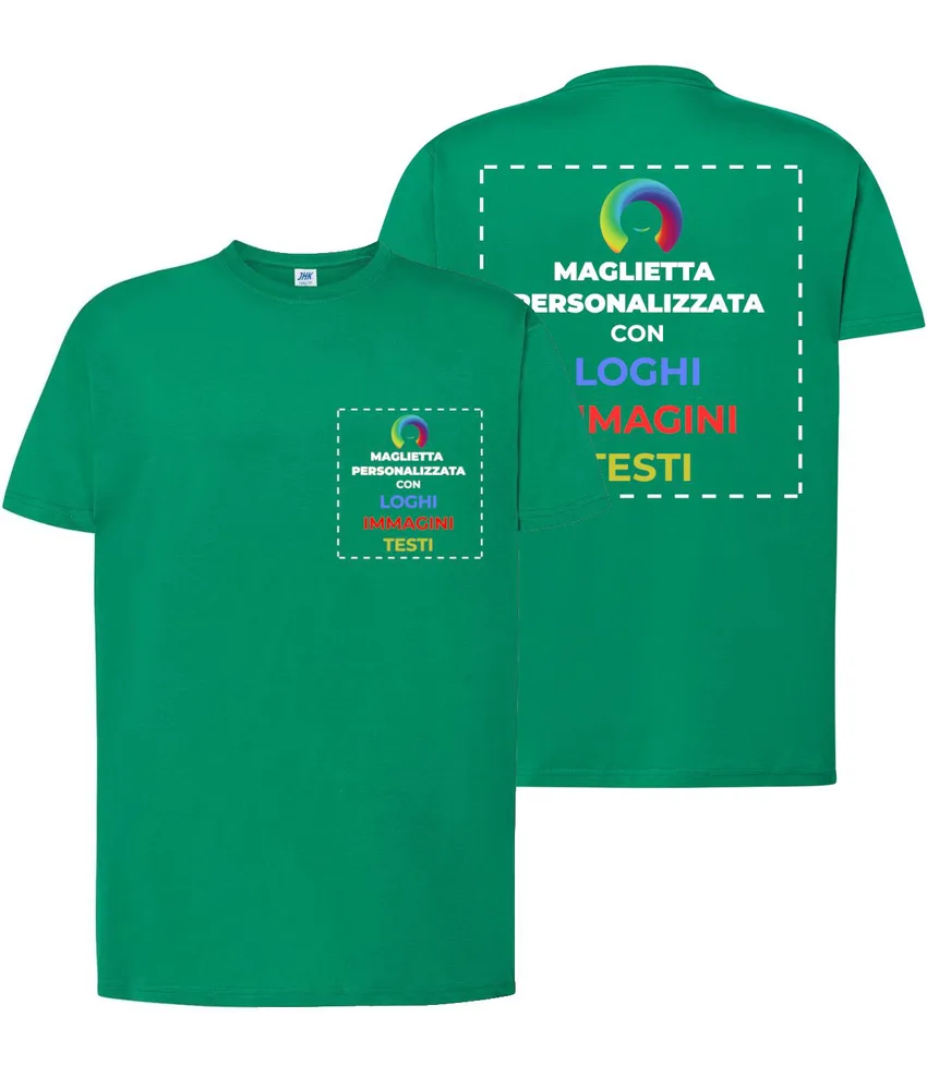 T-shirt personalizzata con stampa lato cuore e schiena, manica corta - 100% cotone - personalizza con testo, immagine, foto, loghi etc..