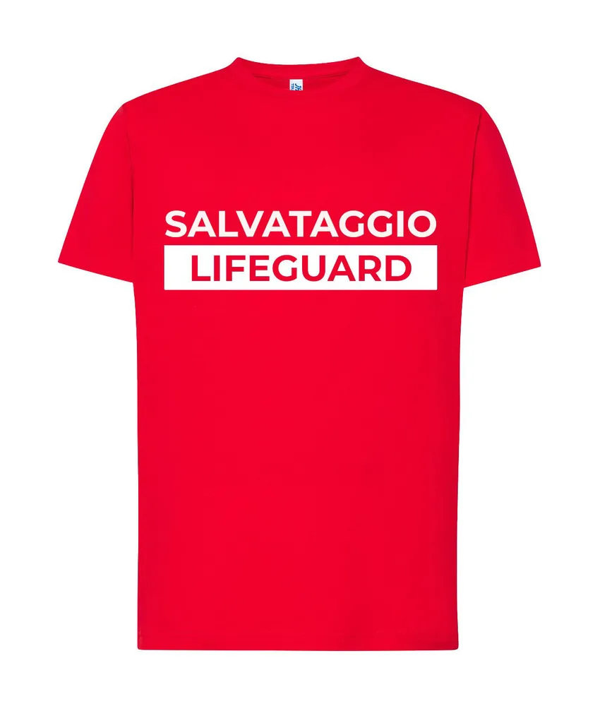 T-shirt Safemax per bagnino e salvataggio, manica corta - 100% cotone - per assistenti bagnanti