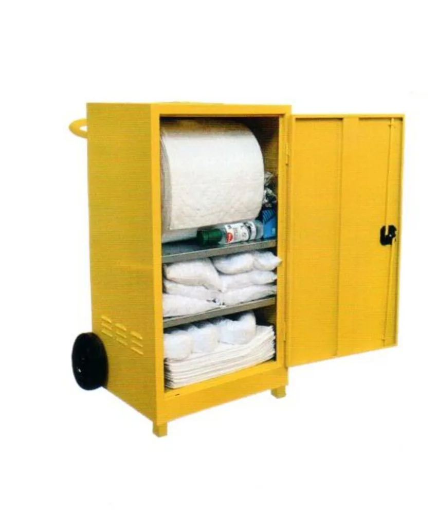 Kit assorbente di emergenza, in armadio metallico - 3 tipi di utilizzo