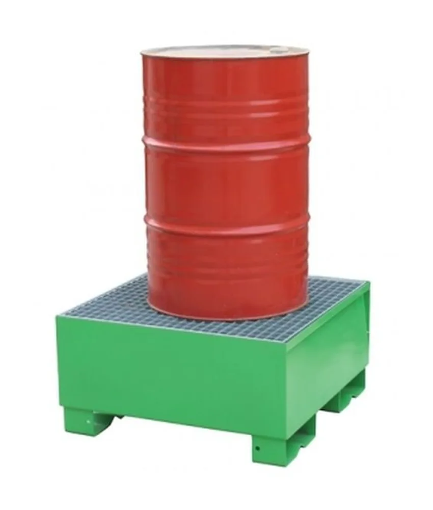 Vasca di contenimento in acciaio per fusto 200 kg, Volume di raccolta 210 lt - dimensioni 86 x 86 x43 cm