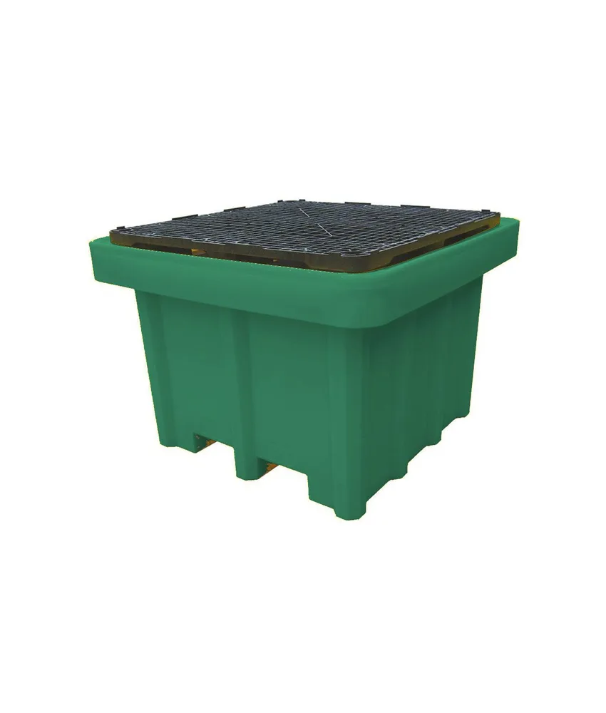 Vasca di raccolta con capacità 1050 LT, in polietilene - portata 1500kg - colore verde