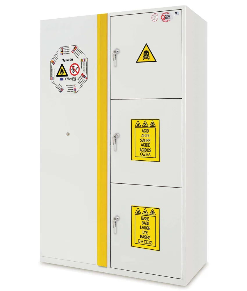 Armadio coibentato per infiammabili acidi basi sostanze tossiche Combistorage 4C, 4 comparti - stoccaggio di acidi basi infiammabili e sostanze to...