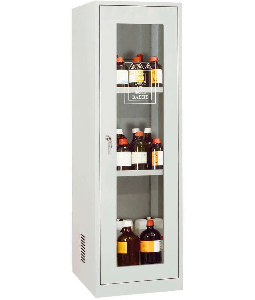 Armadio per lo stoccaggio di prodotti chimici e sostanze corrosive Serie Cs, 1 porta - 3 ripiani - certificati EN61010-1, EN16121, CEI 66-5