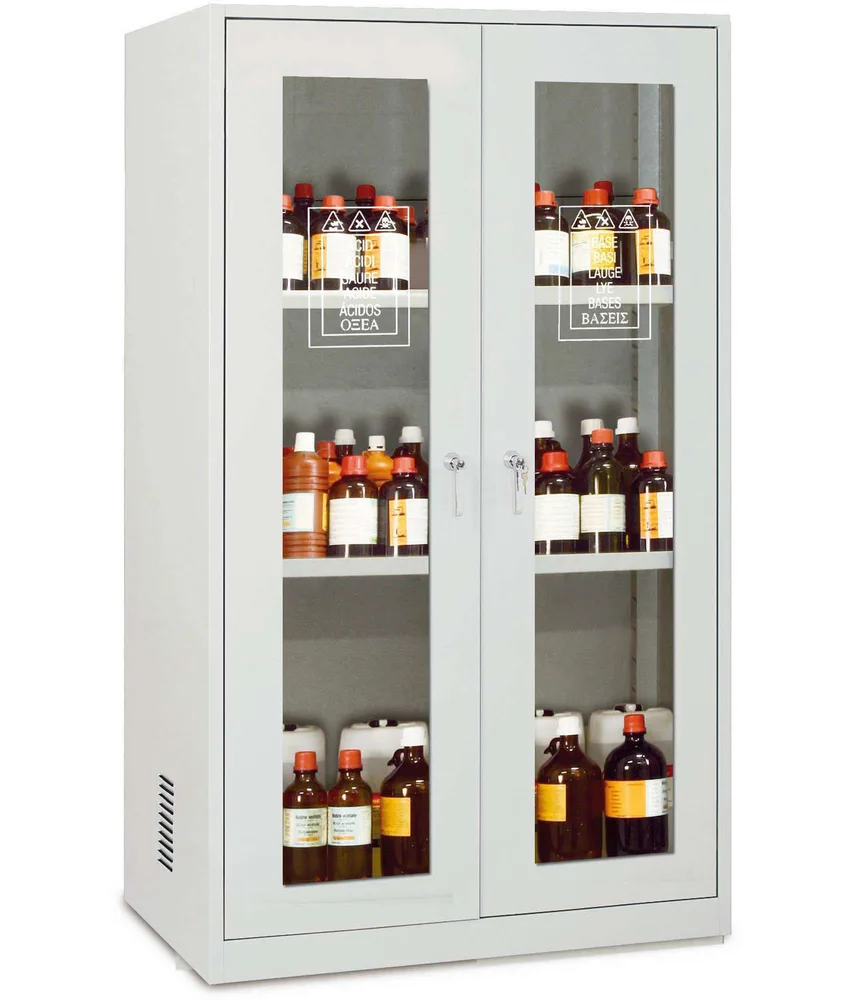 Armadio per lo stoccaggio di prodotti chimici e sostanze corrosive Serie Cs, 2 porte - 3 ripiani - certificati EN61010-1, EN16121, CEI 66-5