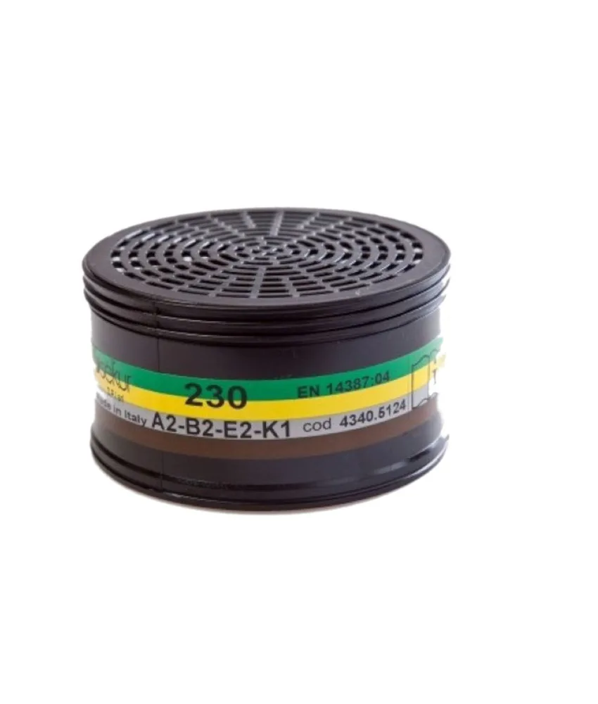 8 Filtri antigas DPI Sèkur Serie 230, per il collegamento alla semimaschera POLIMASK 230 e Gamma