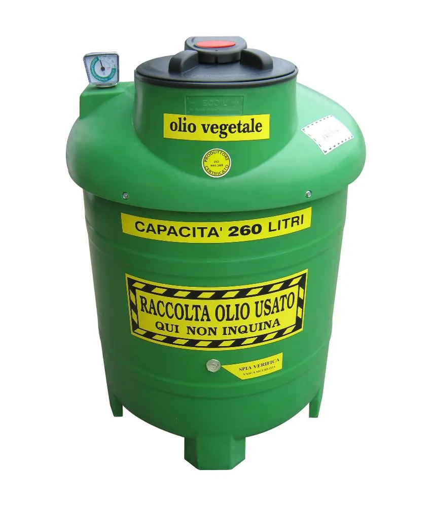 Contenitore per raccolta di olio vegetale ECOIL DUPLEX VEGETALE, con vasca di sicurezza incorporata - dotati di cestello filtro asportabile