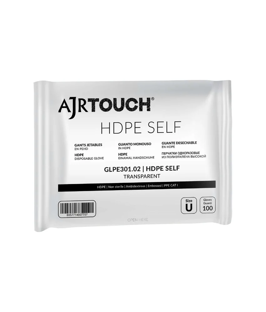 100 pezzi box da 100 guanti monouso in polietilene Hdpe Self Polybag, 100 box da 100 - ambidestri - non sterili - senza polvere