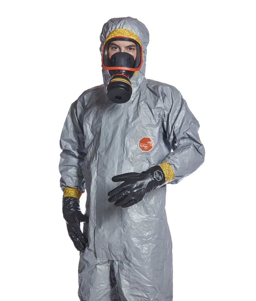 25 pezzi tute monouso per protezione radioattiva Tychem 6000F, Cappuccio - protezione chimica e anticontaminazione