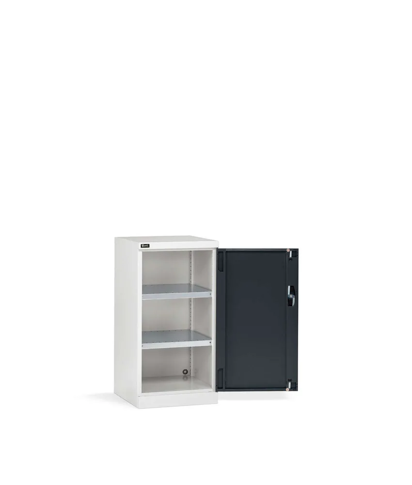 Armadietto con anta a battente Fami Perfom 512 x 555 x 1000, Ripiani fessurati - variante con cassetto a estrazione