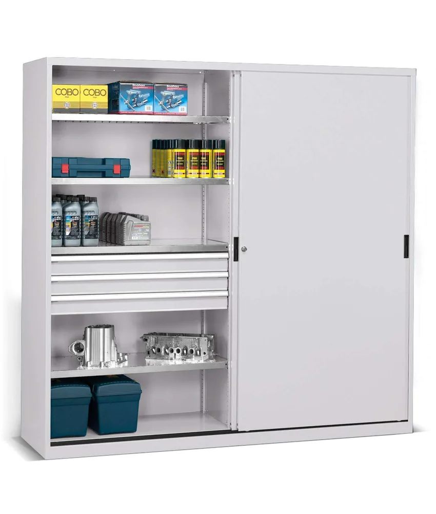 Armadio 2 ante con cassetti per ufficio Fami Perfom 2046 x 600 x 2000 mm, Multiuso - paratia divisoria - 2 scomparti con 4 ripiani regolabili - 6 c...