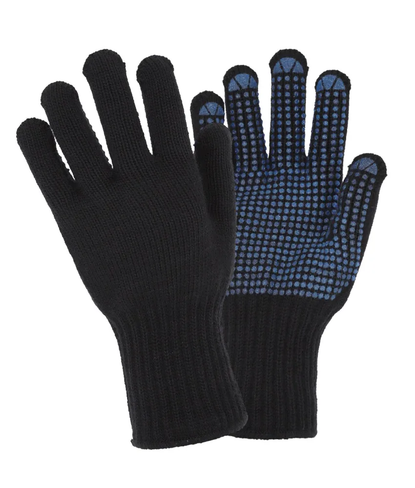 12 Guanti a maglia Fortdress THERMO GRIP, in misto lana acrilica per un calore extra - presa eccellente grazie alle puntinature in PVC