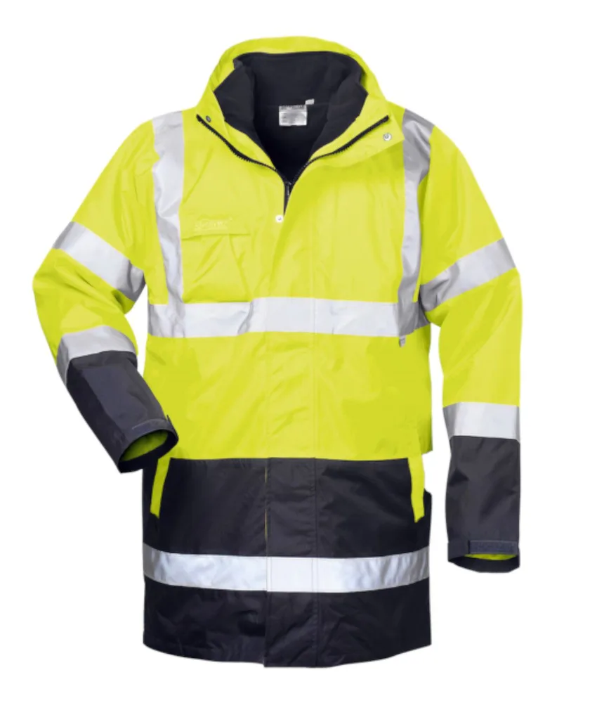 Parka sicurezza e protezione dalle intemperie ad alta visibilità Fortdress SPENCER, resiste a vento e pioggia - cappuccio a scomparsa