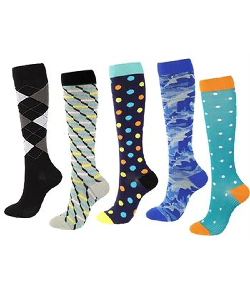 5 pezzi calze miste a compressione Funny, nylon-poliestere