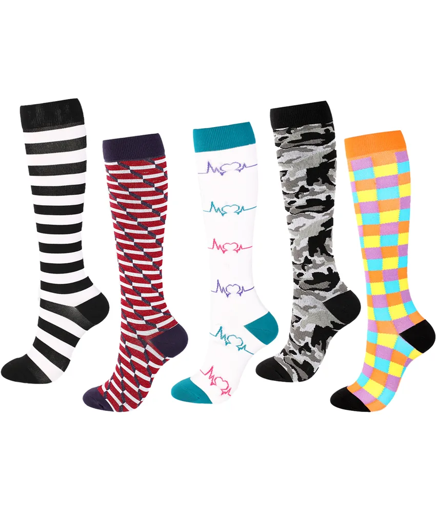5 pezzi calze miste a compressione Funny, nylon-poliestere