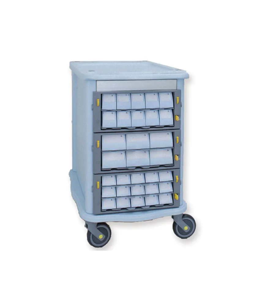 Carrello da farmacia Double Face, 62 cassetti piccoli
