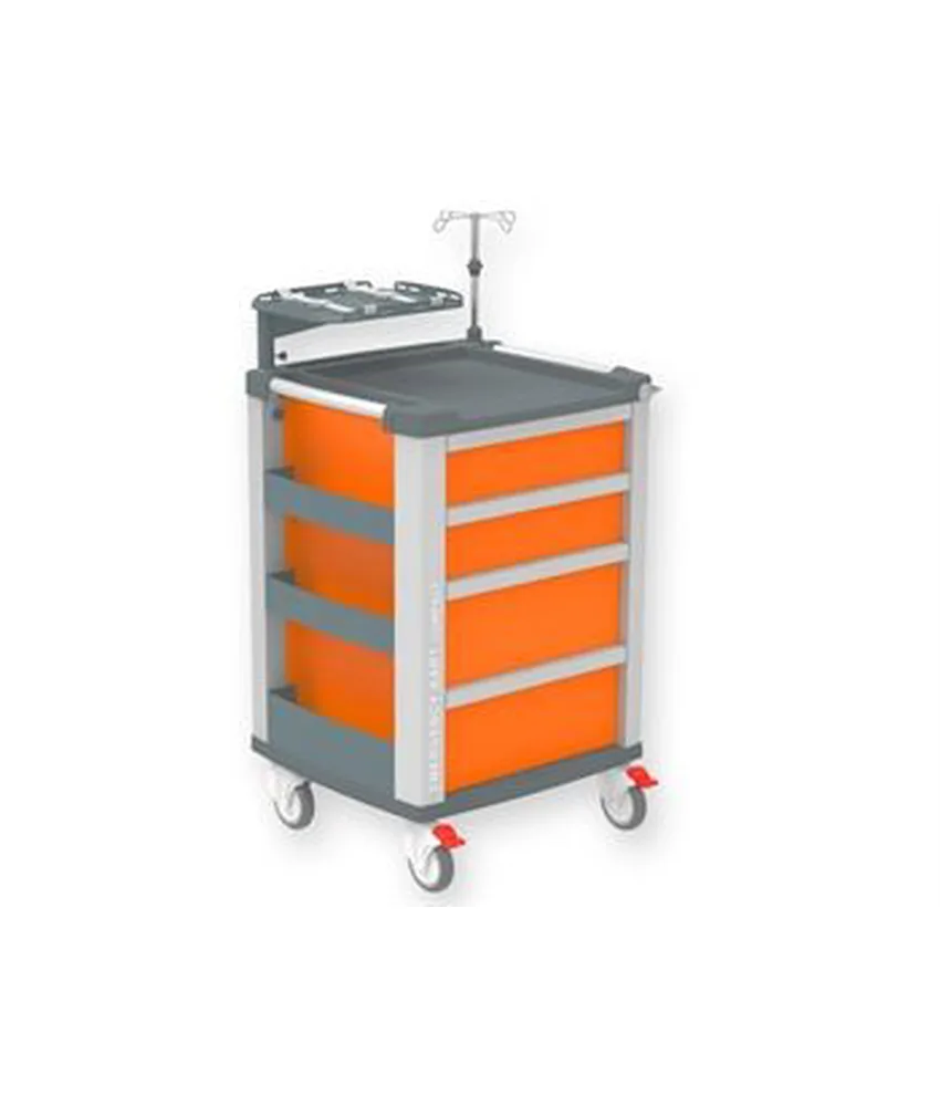 Carrello di emergenza Compact Kart, 634 x 605 x h 975 mm - ruote pivottanti Ø 125 mm