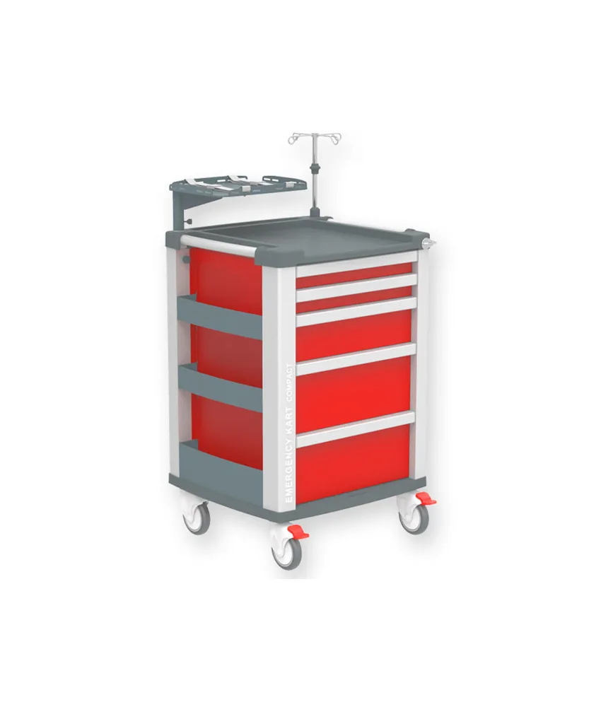 Carrello di emergenza Compact Kart, 634 x 605 x h 975 mm - ruote pivottanti Ø 125 mm