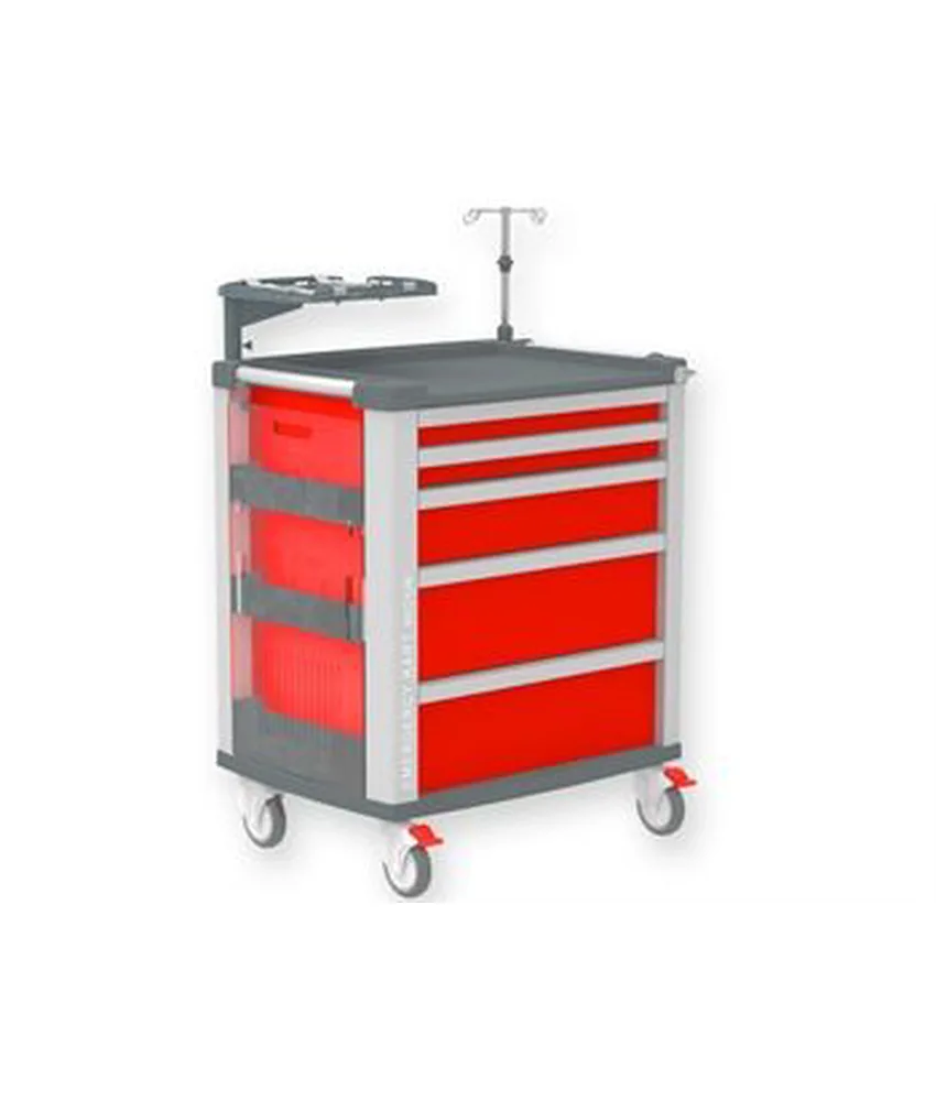 Carrello di emergenza Medium Kart, 804 x 616 x h 975 mm - ruote pivottanti Ø 125 mm