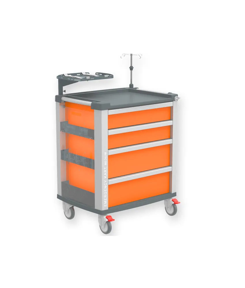 Carrello di emergenza Medium Kart, 804 x 616 x h 975 mm - ruote pivottanti Ø 125 mm