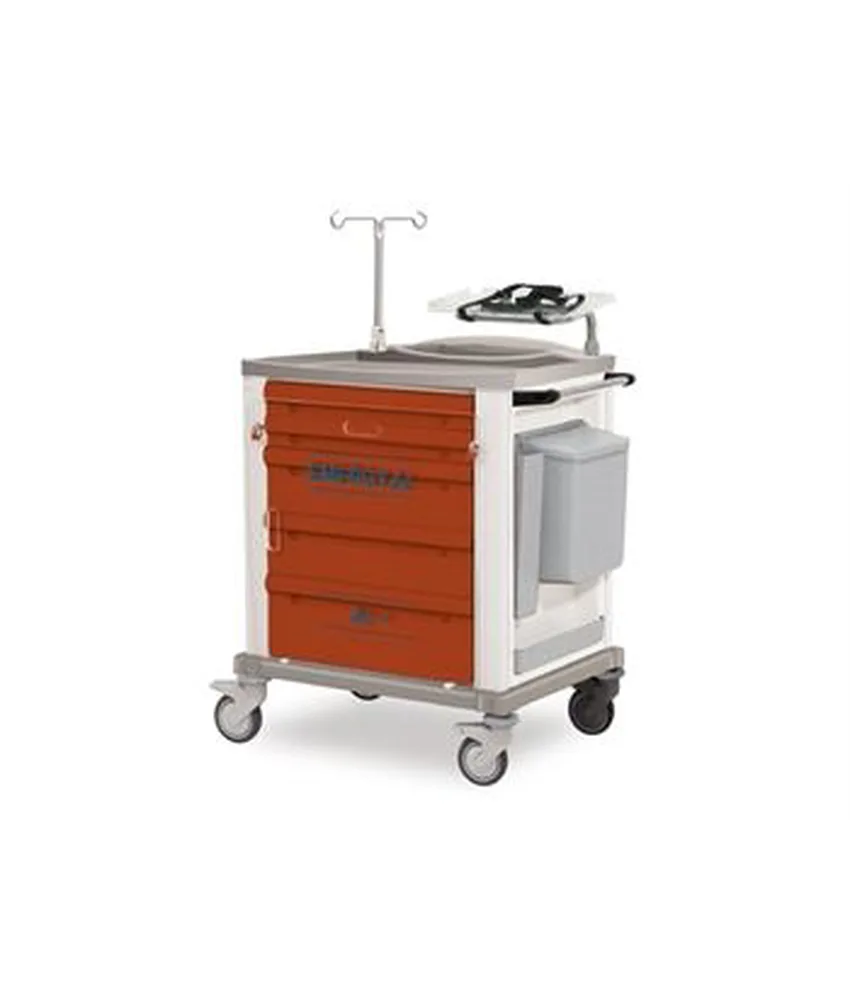 Carrello di emergenza, acciaio verniciato - numero di cassetti: 5