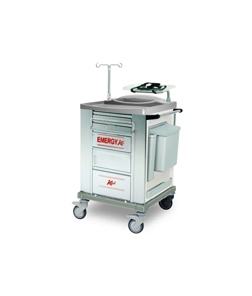 Carrello di emergenza, acciaio inox - numero di cassetti: 5
