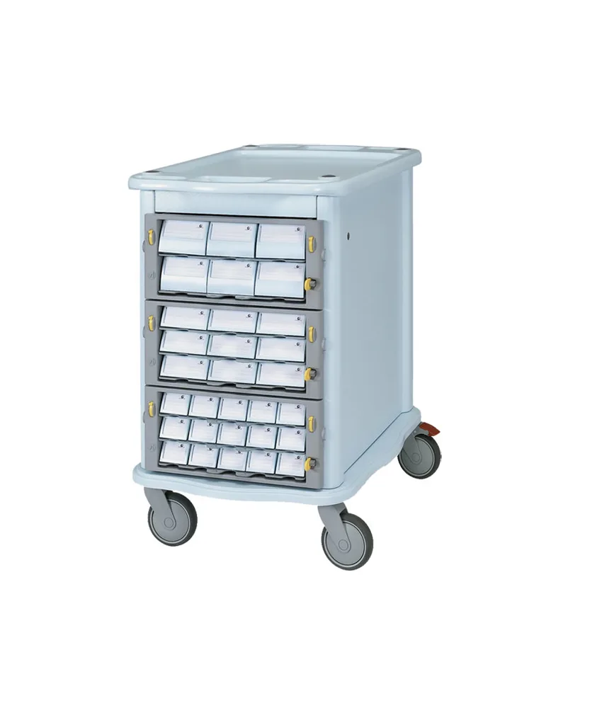 Carrello farmacia Double Face, 3 cassetti grandi e 30 piccoli