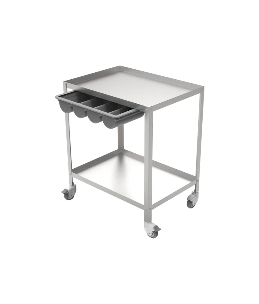 Carrello in inox, 4 ruote in gomma Ø 80 mm - 70x50xh 82 cm