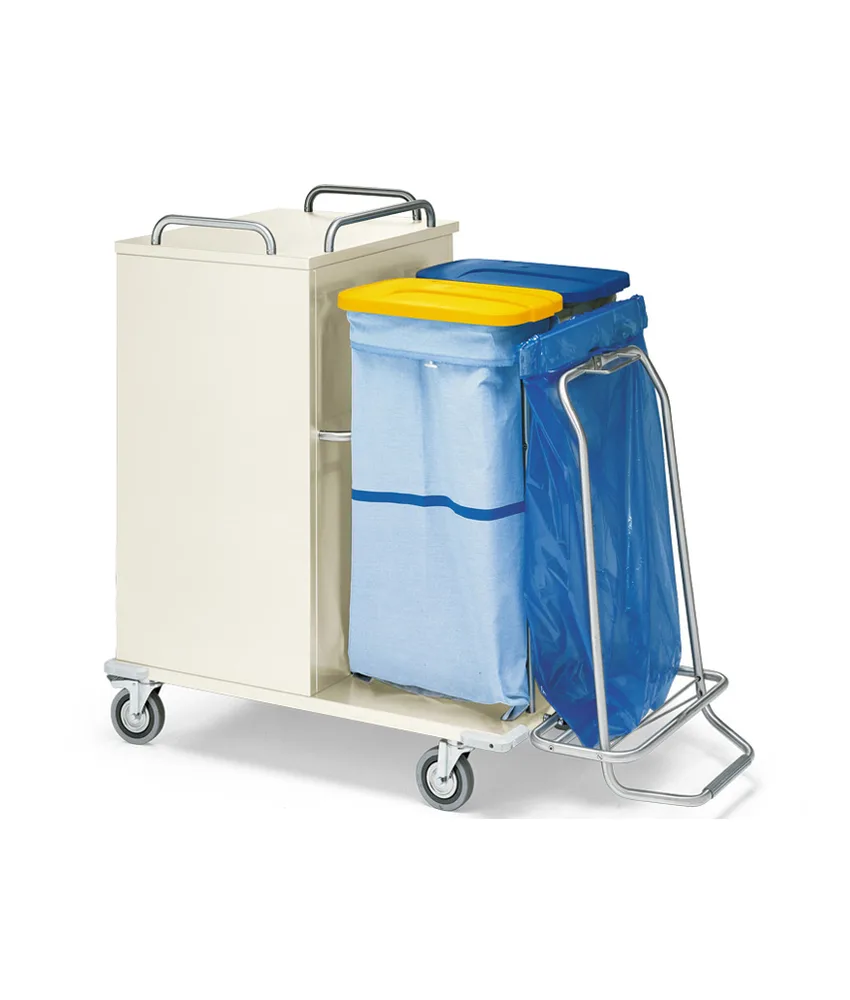Carrello lavanderia chiuso, 1330x650xh 1200 mm - 4 rotelle piroettanti antitraccia Ø 125 mm