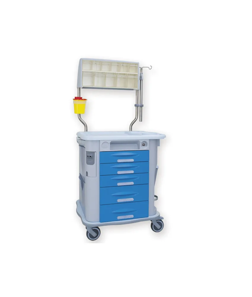 Carrello per terapia Aurion, 5 cassetti, con asta portaflebo - 775 x 710 x h 920 mm