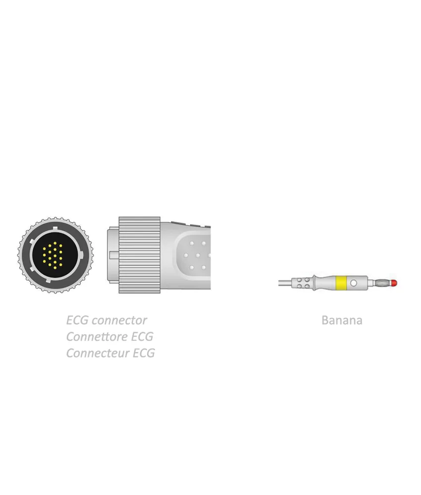 Cavo paziente per ECG, compatibilità CARDIOLINE: Delta 1, 3, 30, 30D, 60, 60D, 1plus, 3plus, 3/6plus. Elan, Elan1100. Delta 60plus, ElanStress