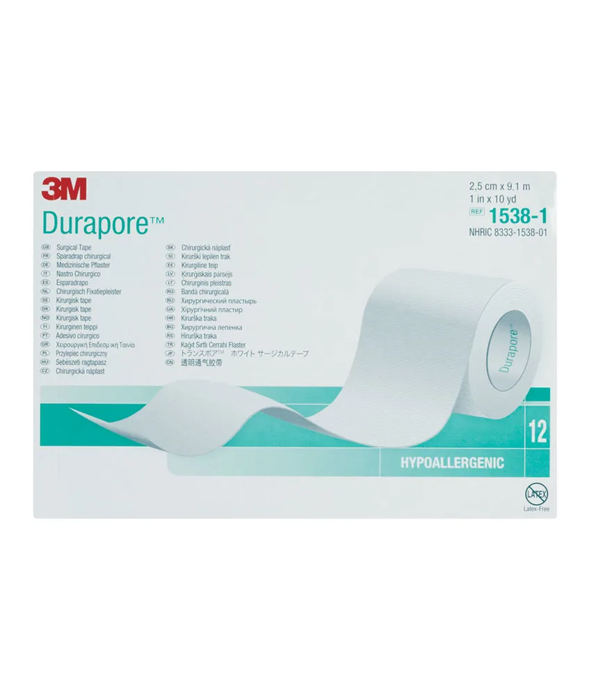 12 pezzi cerotti in seta Durapore, h 25 mm x 9,14 m