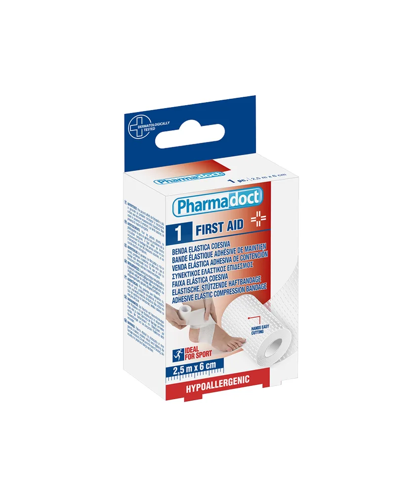 6 confezioni di bende coesive elastiche adesive PHARMADOCT, 1 pezzo in ogni confezione