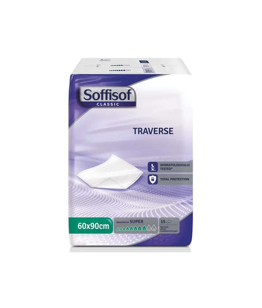 6 confezioni di traverse assorbenti per incontinenza Soffisof Linea Classic, 15 pezzi in ogni confezione - incontinenza alta