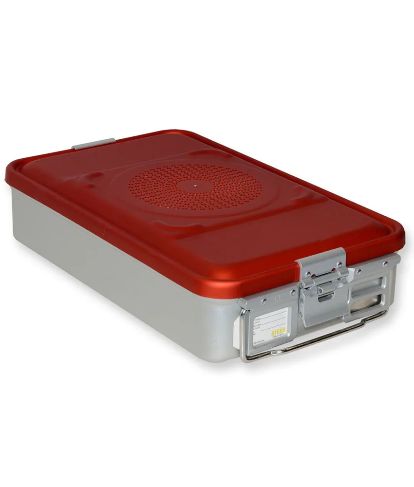 Contenitori per sterilizzazione medio, fondo non perforato - 1 filtro - rosso