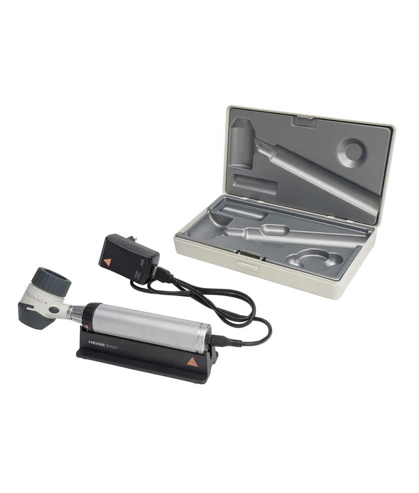 Dermatoscopio Heine Delta 20, con manico ricaricabile a rete e cavo USB