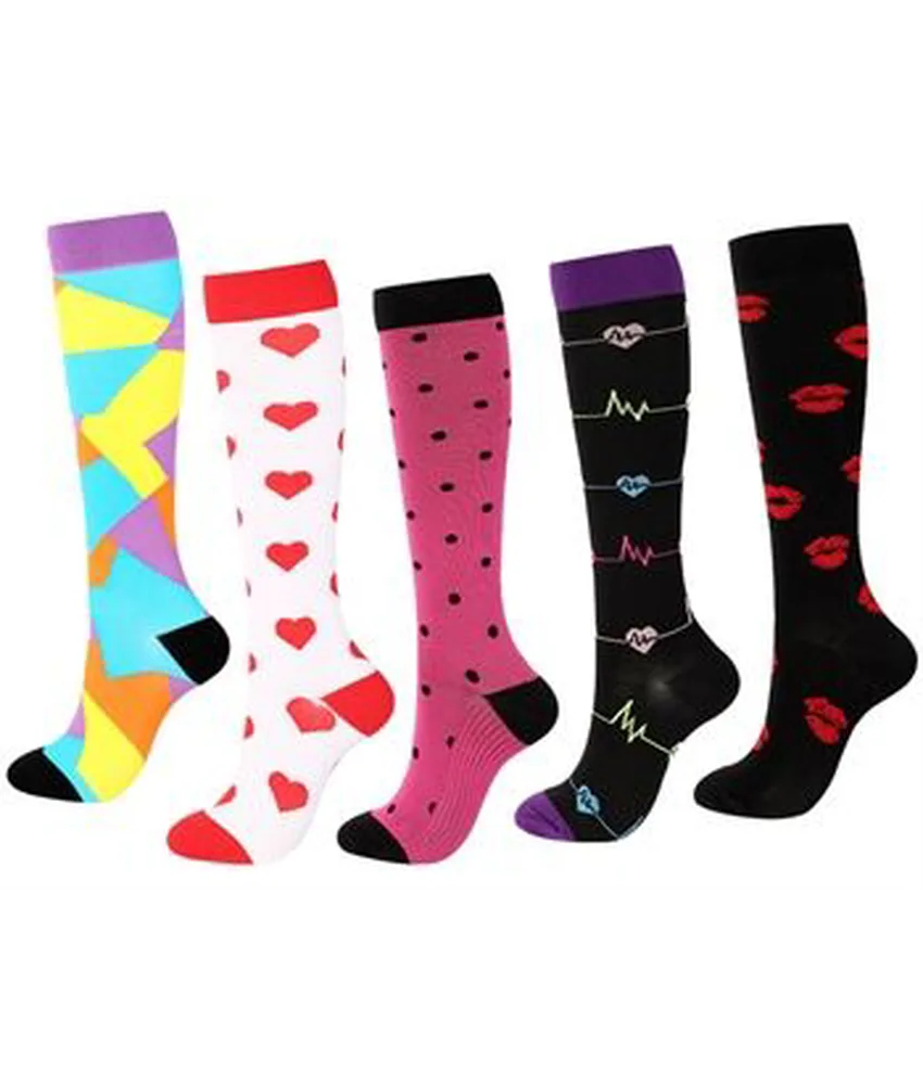 5 pezzi di calzini misti a compressione Funny, nylon-poliestere