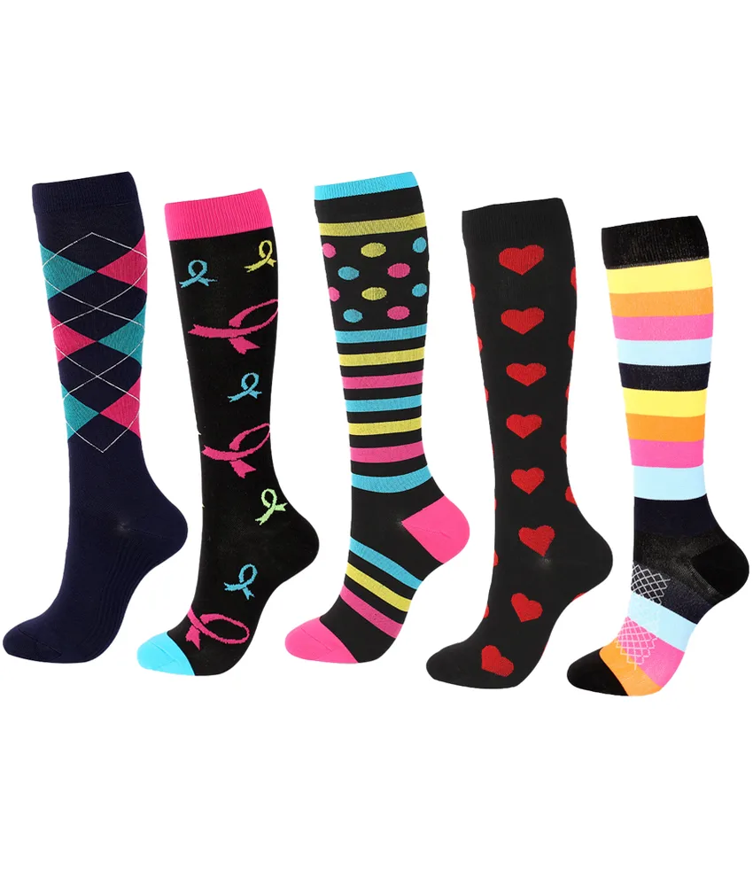 5 pezzi di calzini misti a compressione Funny, nylon-poliestere